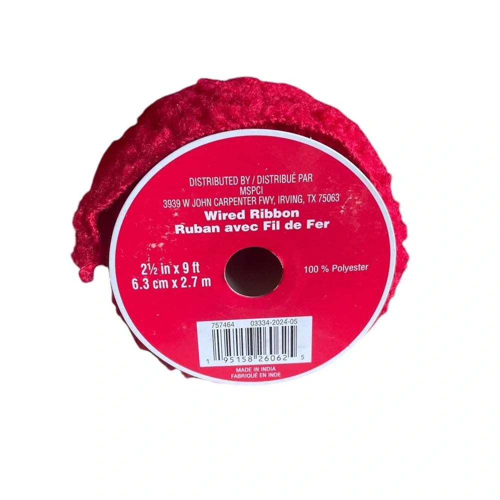 Celebrate It Red Sherpa Wired Ribbon